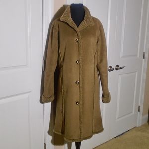 L.L.BEAN Faux Suede/Sherpa Lined Coat S